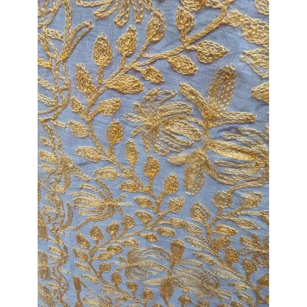Large Yellow Embroidered Shawl Cloth from India